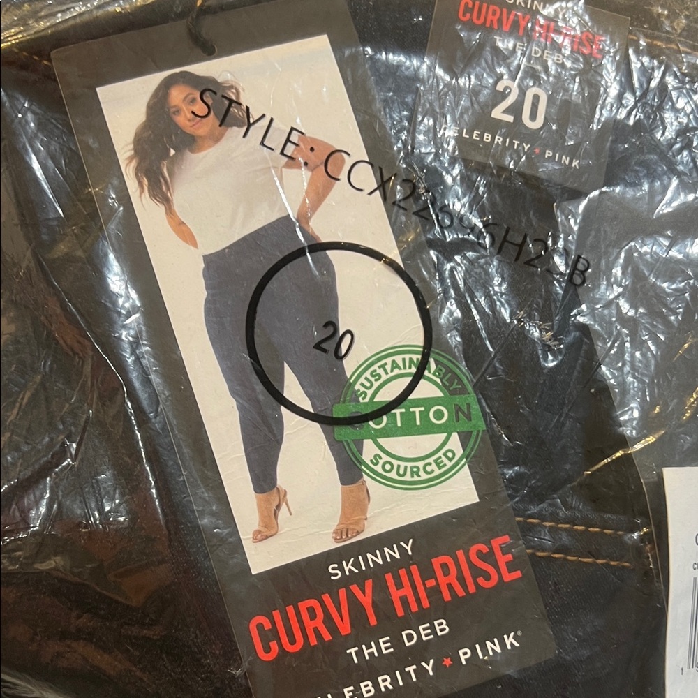 Celebrity Pink Women's Curvy Hi-Rise Skinny Jeans- Dark Blue